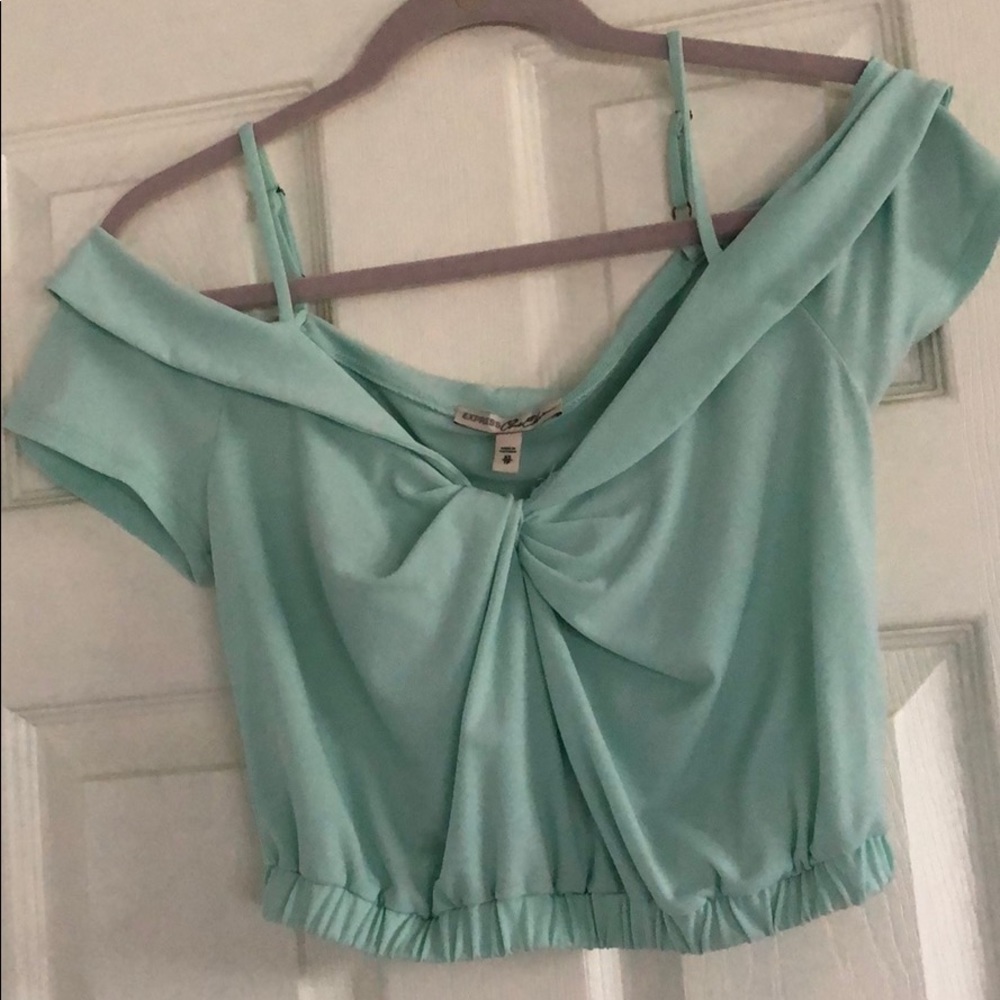 Express off the shoulder crop top - mint XS